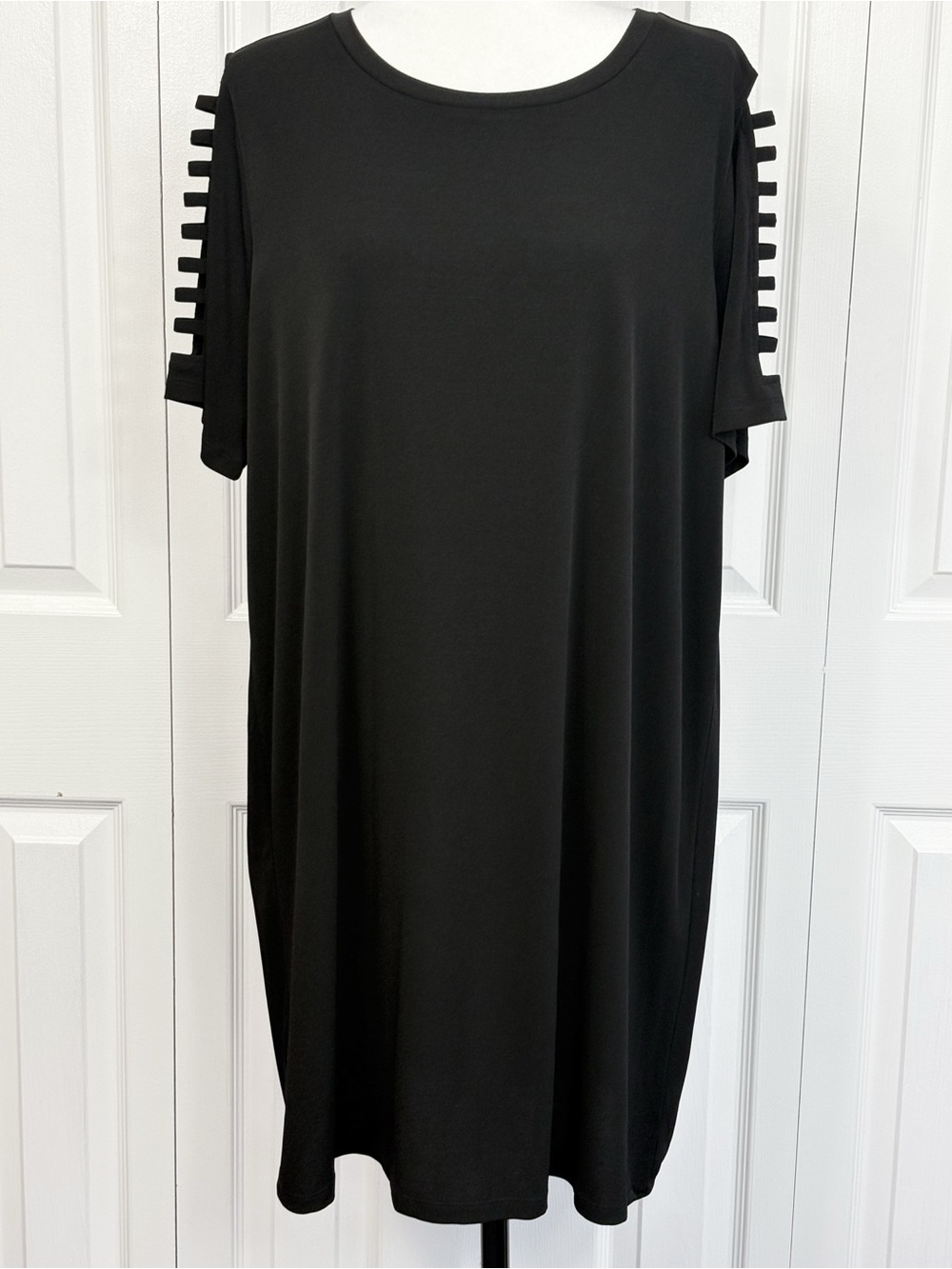 MICHAEL Michael Kors Black Stretch Jersey Knit Cutout Sleeve Mini Dress 1X